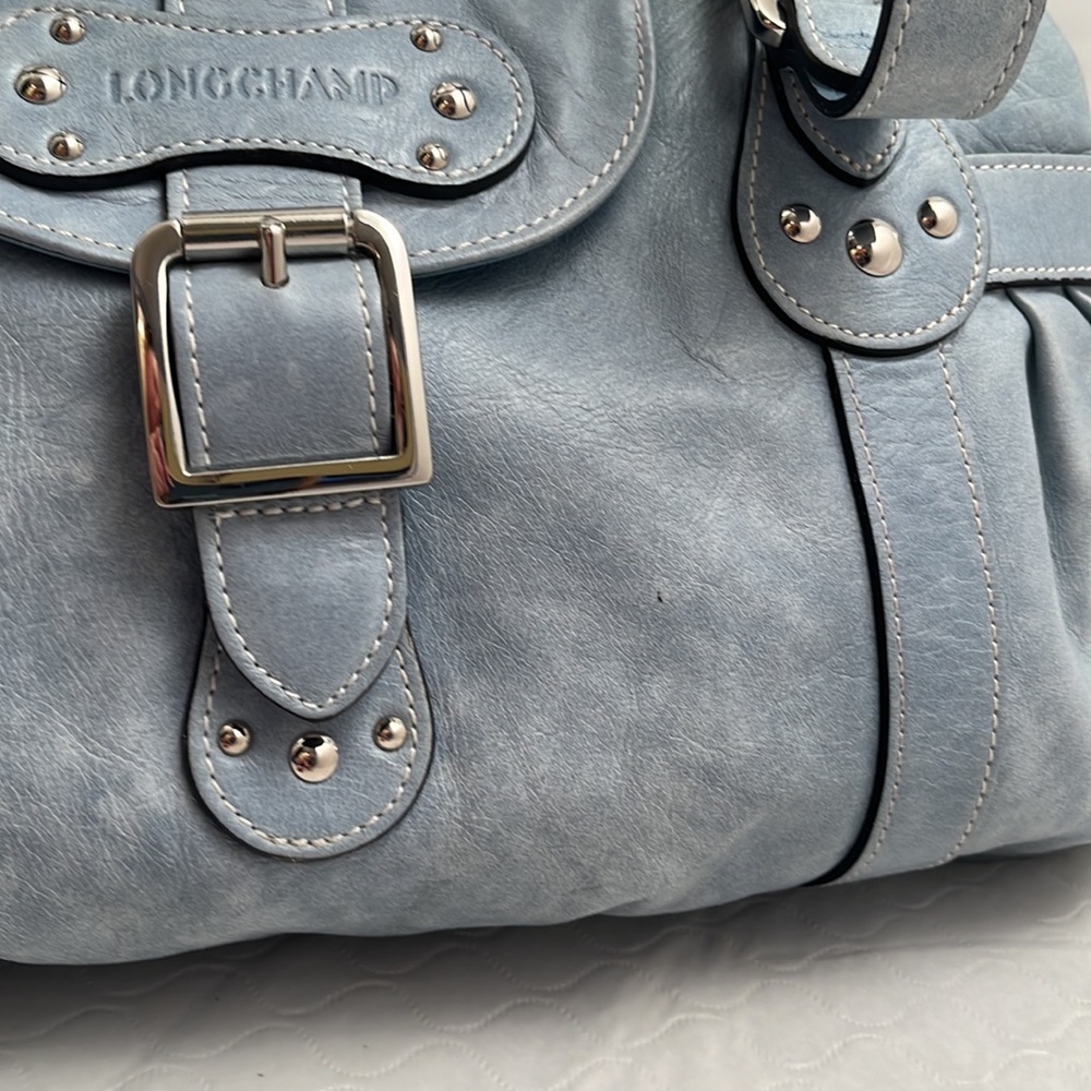 Longchamp Idole light blue leather vintage satchel bag - Picture 12 of 16